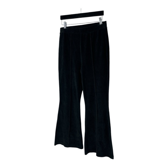 aerie M Regular M Standard pull on black wide flared corduroy stretch pants new - Picture 4 of 11